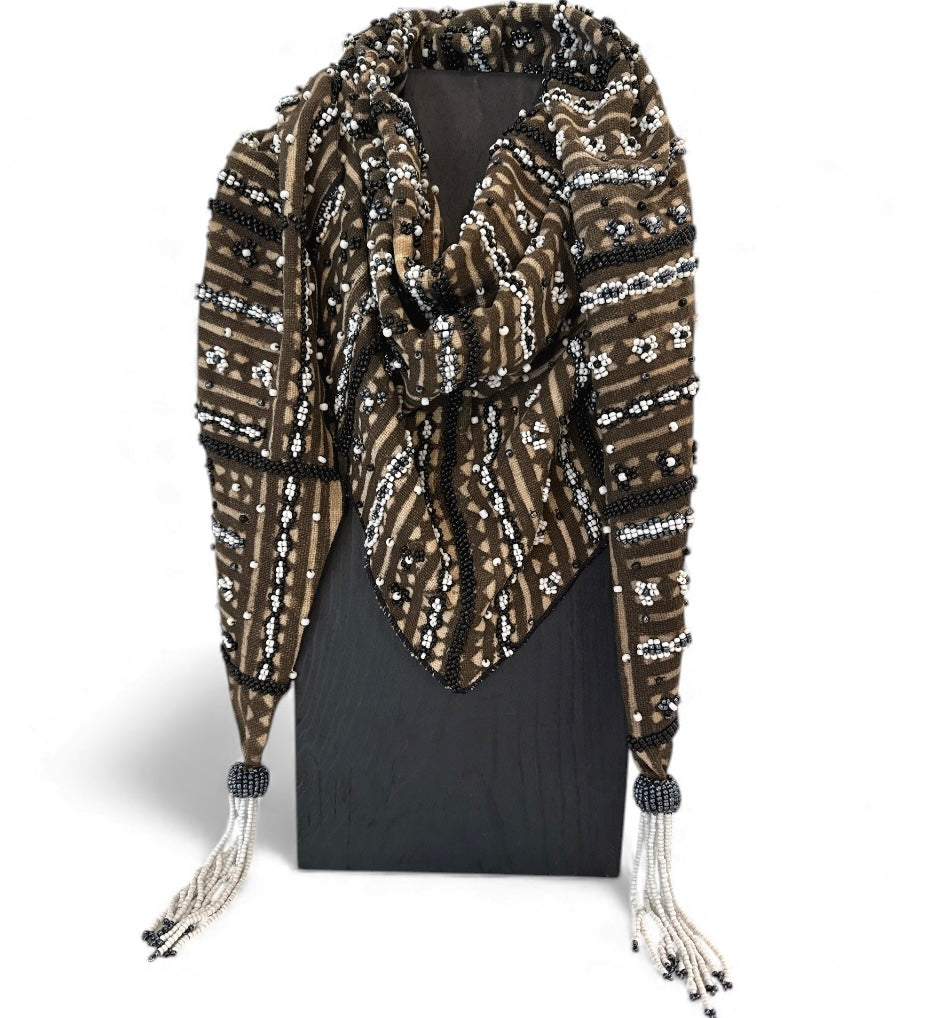 Vintage Textile Wrap Scarf Mud Cloth